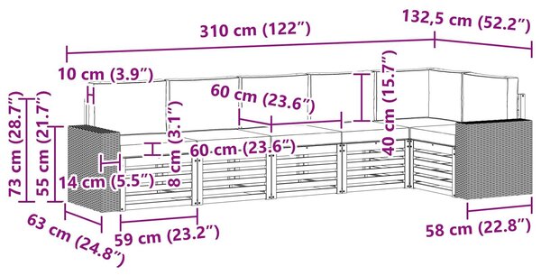 VidaXL Szegmentált kanapé szett 6 pcs Természetes és krémszínű