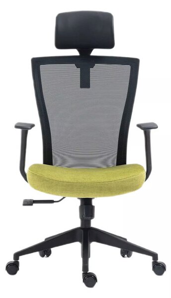 Q-328H Ergonomikus Hálós Forgószék Zöld-Fekete Állítható Fejtámlával