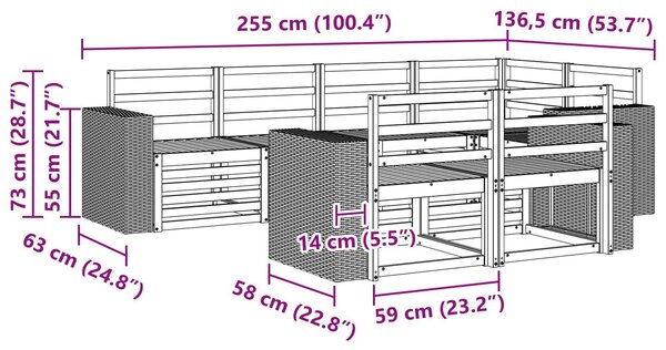 VidaXL Szegmentált kanapé szett 7 pcs Természetes