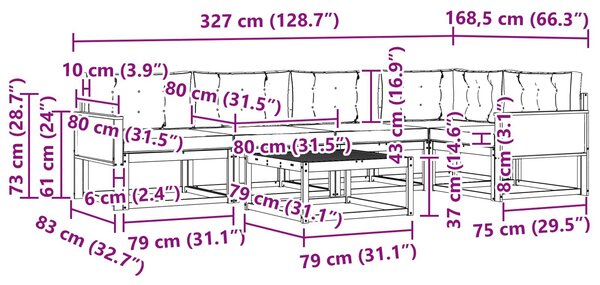 VidaXL Kültéri kanapé szett 6 pcs Természetes és Világosszürke
