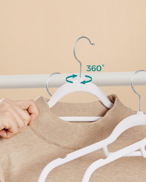 Bársony vállfa, csúszásmentes ruhaakasztó 50 db, fehér