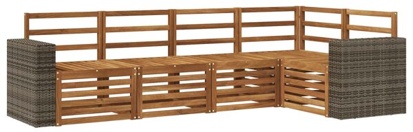 VidaXL Szegmentált kanapé szett 5 pcs Természetes Tömör Akácfa