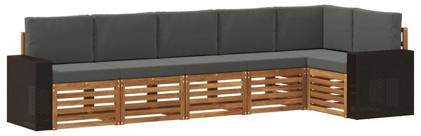 VidaXL Szegmentált kanapé szett párnával 6 pcs Természetes és antracit