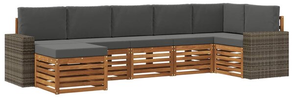 VidaXL Szegmentált kanapé szett párnával 7 pcs Természetes és antracit
