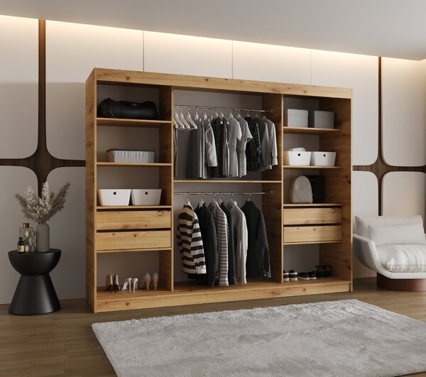 Ruhásszekrény 250 cm Ulta (artisan tölgy). Akció -24%