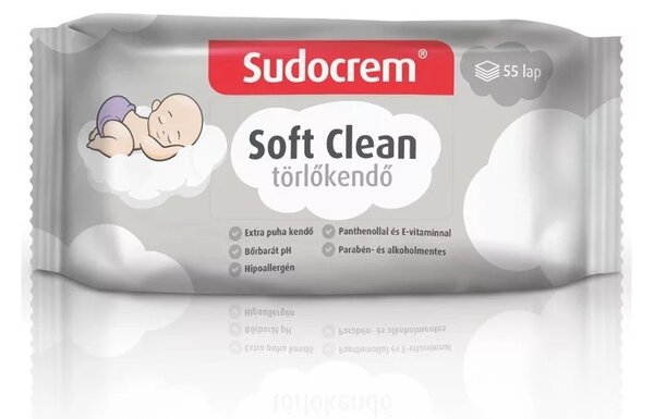 Sudocrem Soft Clean 55 db-os nedves törlőkendő