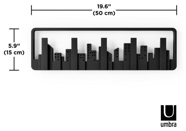 Umbra Skyline Városi Sziluett Fekete Fali Fogas