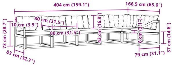 VidaXL Kültéri kanapé szett párnával 6 pcs Fehér és Bézs
