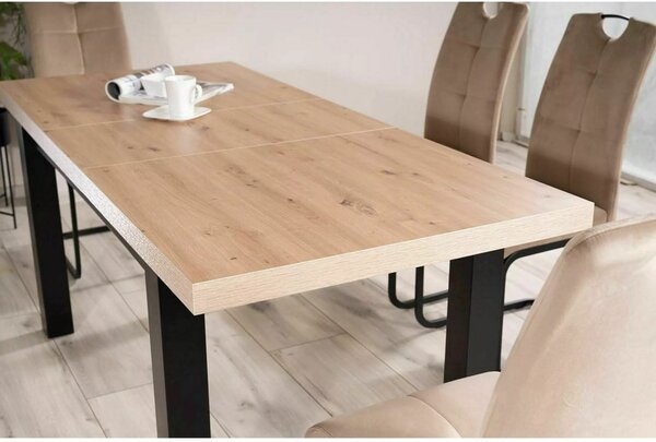 Presto Artisan Kihúzható Étkezőasztal Laminált Tölgy-Fekete
