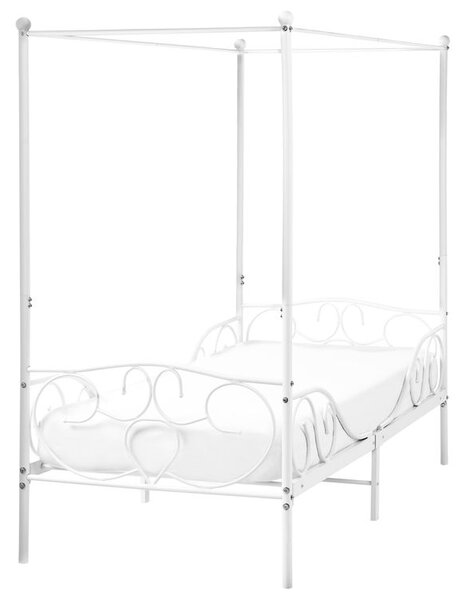 Baldachinos ágy Fém SORMERY 90 x 200 cm Fehér