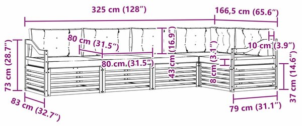 VidaXL Kültéri kanapé szett 5 db Fehér és Antracitszürke Poliészter