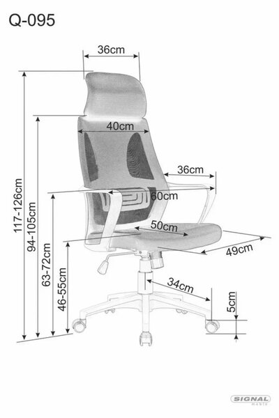 Q-095 Ergonomikus Hálós Forgószék Fejtámlával Fekete OBRQ095C