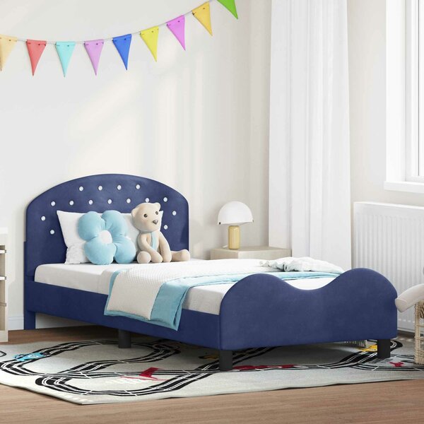 VidaXL Gyerekágy kerettel Rendőrségi kék 90 x 200 cm Bársony