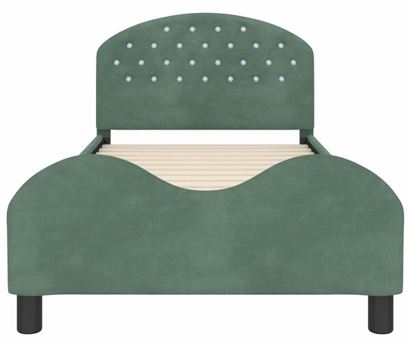 VidaXL Gyerekágy kerettel fejtámlával Tengeri Zöld 80 x 200 cm Bársony