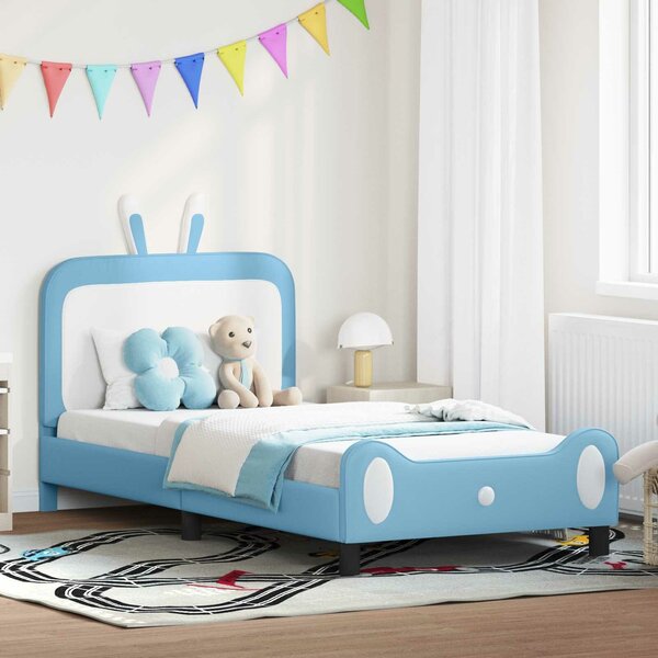 VidaXL Gyerekágy kerettel Kék 80 x 200 cm PU