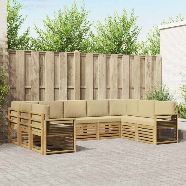 VidaXL Kültéri kanapé szett 9 pcs Fehér és Bézs 304 x 187,5 x 73 cm