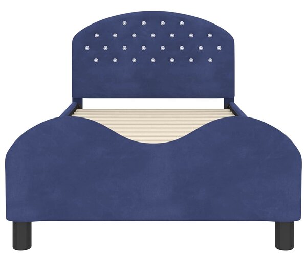 VidaXL Gyerekágy kerettel Rendőrségi kék 90 x 200 cm Bársony
