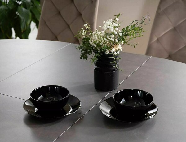 Porto Ceramic Bővíthető Kerek Asztal Edzett Üveg-Kerámia Szürke PORTOCC120