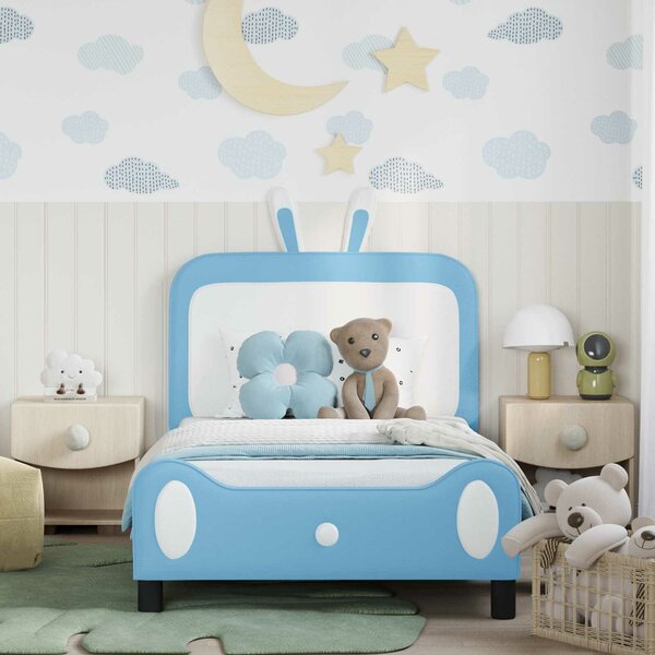 VidaXL Gyerekágy kerettel Kék 80 x 200 cm PU