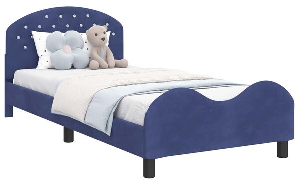 VidaXL Gyerekágy kerettel Rendőrségi kék 90 x 200 cm Bársony
