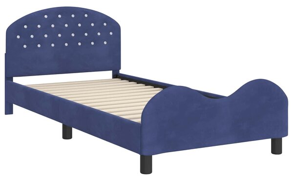 VidaXL Gyerekágy kerettel Rendőrségi kék 90 x 200 cm Bársony