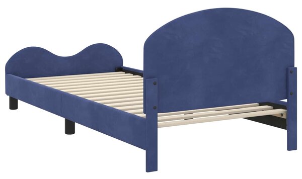 VidaXL Gyerekágy kerettel Rendőrségi kék 90 x 200 cm Bársony