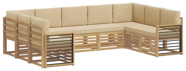 VidaXL Kültéri kanapé szett 9 pcs Fehér és Bézs 304 x 187,5 x 73 cm