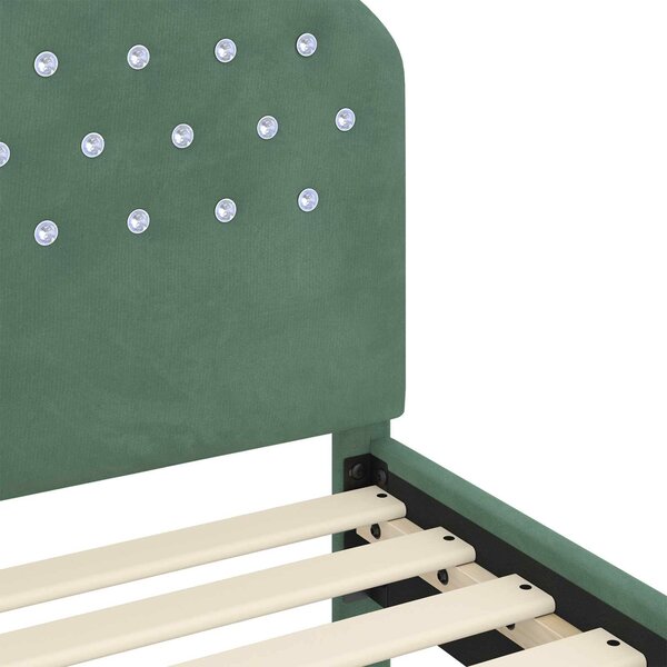 VidaXL Gyerekágy keret fejtámlával Tengeri Zöld 70 x 140 cm Bársony