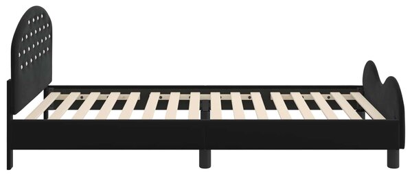 VidaXL Gyerekágy kerettel fejtámlával Fekete 80 x 200 cm Bársony