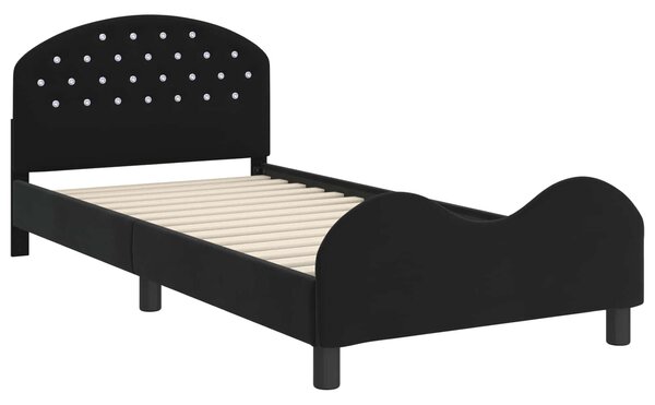 VidaXL Gyerekágy kerettel fejtámlával Fekete 80 x 200 cm Bársony
