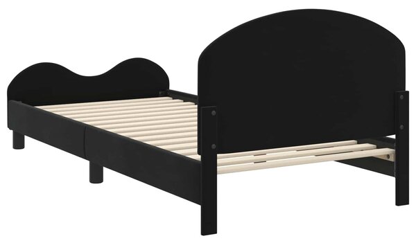 VidaXL Gyerekágy kerettel fejtámlával Fekete 80 x 200 cm Bársony