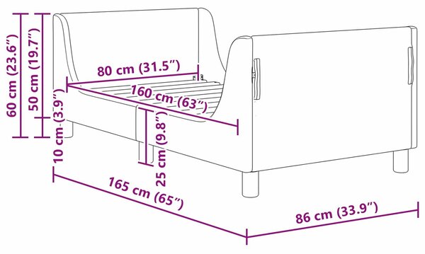 VidaXL Gyerekágy kerettel fejtámlával Krém 80 x 160 cm Juh Gyapjú