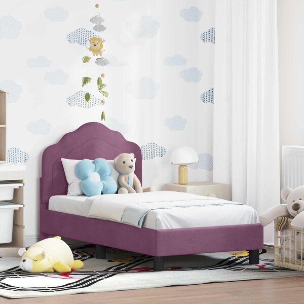 VidaXL Gyerekágy keret fejtámlával Lila 70 x 140 cm Bársony