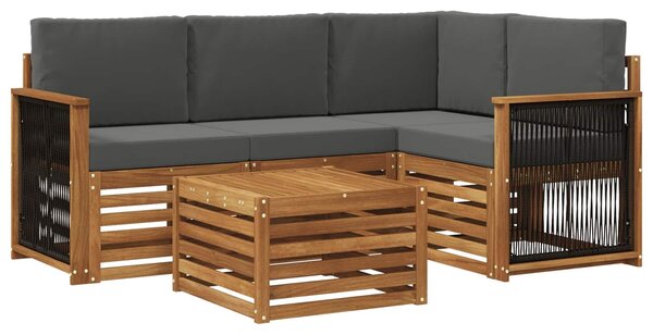 VidaXL Kültéri kanapé szett 5 pcs Természetes és antracit