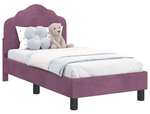 VidaXL Gyerekágy keret fejtámlával Lila 70 x 140 cm Bársony