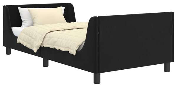 VidaXL Gyerekágy kerettel fejtámlával Fekete 80 x 200 cm Bársony
