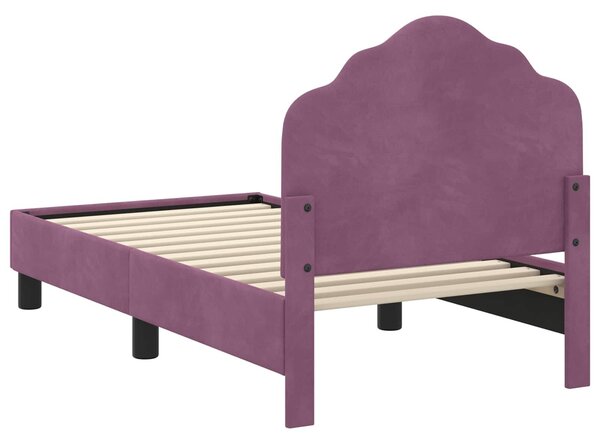 VidaXL Gyerekágy keret fejtámlával Lila 70 x 140 cm Bársony