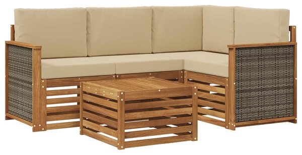 VidaXL Kültéri kanapé szett 5 pcs Természetes és bézs 59 x 59 x 37 cm