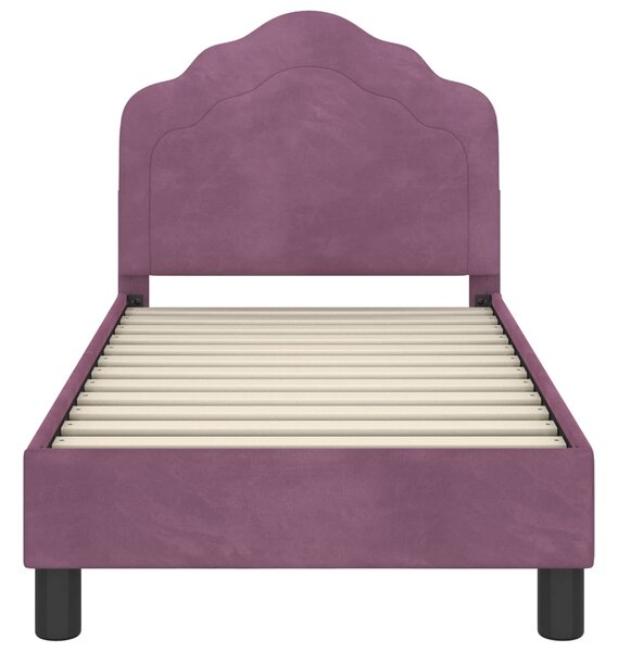 VidaXL Gyerekágy keret fejtámlával Lila 70 x 140 cm Bársony