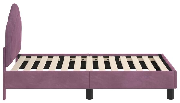 VidaXL Gyerekágy keret fejtámlával Lila 70 x 140 cm Bársony