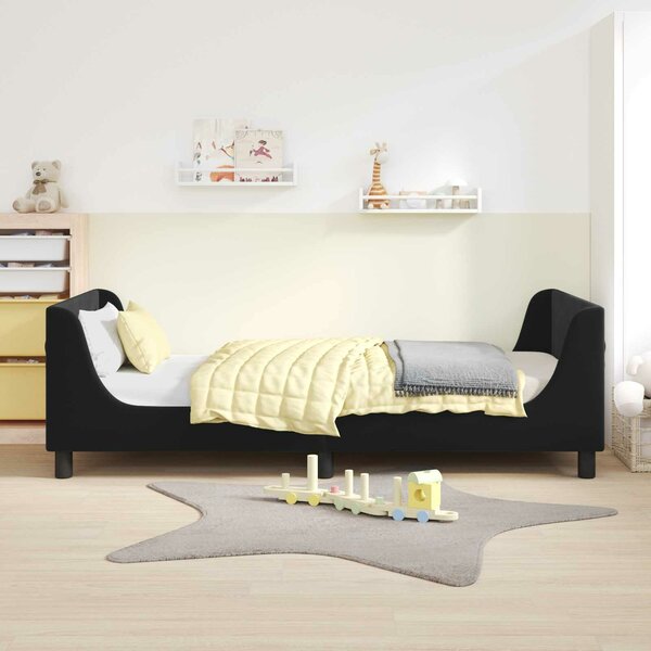 VidaXL Gyerekágy kerettel fejtámlával Fekete 80 x 200 cm Bársony