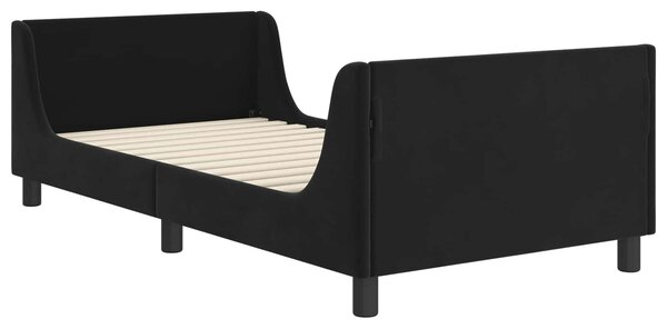 VidaXL Gyerekágy kerettel fejtámlával Fekete 80 x 200 cm Bársony