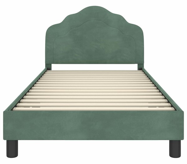 VidaXL Gyerekágy kerettel fejtámlával Tengeri Zöld 80 x 200 cm Bársony