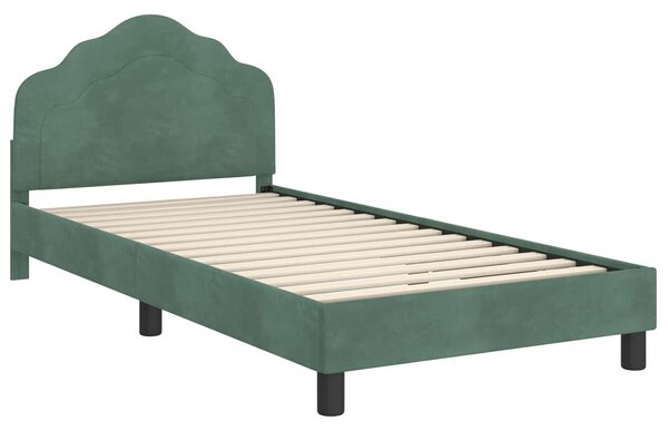 VidaXL Gyerekágy kerettel fejtámlával Tengeri Zöld 80 x 200 cm Bársony