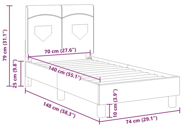VidaXL Gyerekágy keret fejtámlával Farmerkék 70 x 140 cm szövet