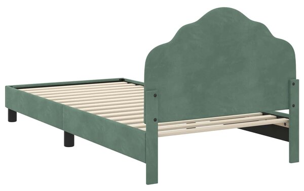 VidaXL Gyerekágy kerettel fejtámlával Tengeri Zöld 80 x 200 cm Bársony