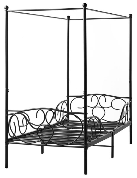 Baldachinos ágy Fém SORMERY 90 x 200 cm Fekete