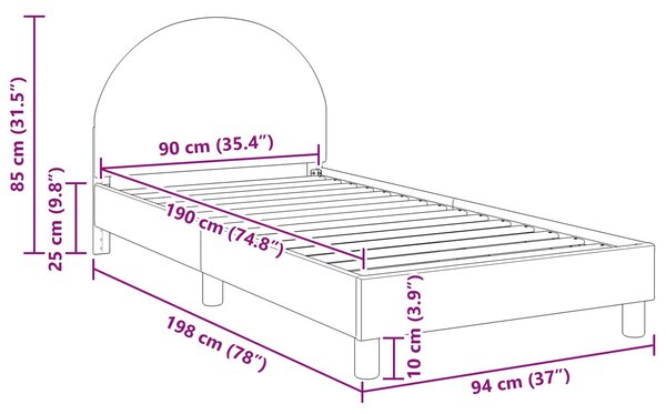 VidaXL Gyerekágy kerettel fejtámlával Krémszínű 90 x 190 cm Bouclé