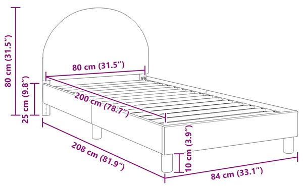 VidaXL Gyerekágy kerettel fejtámlával Világosszürke 80x200 cm Bouclé