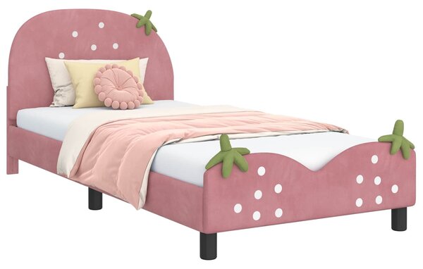 VidaXL Gyerekágy kerettel fejtámlával Rózsaszín 80 x 200 cm Bársony